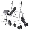 Workout Bench With Weight Rack, Barbell And Dumbbell Set 198.4 Lb