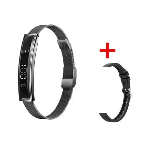 Color: Black - Black Link Metal Band - Vitalia Pro Smart Wristband Fitness Trackers With Screen + Extra Band