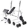 Workout Bench With Weight Rack, Barbell And Dumbbell Set 198.4 Lb