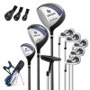 Mens LeftHanded Complete Golf Clubs and Bag Set Portable Lightweight Golf Stand Bag-Blue