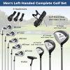 Mens LeftHanded Complete Golf Clubs and Bag Set Portable Lightweight Golf Stand Bag-Blue