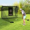 Golf Practice Hitting Net Golf Cage with Dual Side Barriers Target Cloth Metal Frame