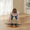 Wooden Balancing Board with Cork Roller and Storage Rack to Exercise-Black