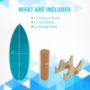 Wooden Balancing Board with Cork Roller and Storage Rack to Exercise-Black
