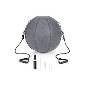 Yoga Sitting Ball with Felt Cover and Air Pump-Gray - Color: Gray