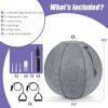 Yoga Sitting Ball with Felt Cover and Air Pump-Gray - Color: Gray