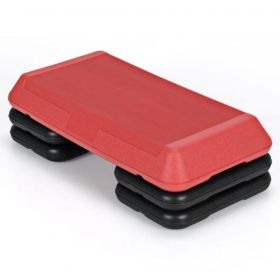29 Inch Adjustable Workout Fitness Aerobic Stepper Exercise Platform-Red - Color: Red