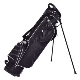 Golf Stand Cart Bag With 4 Way Divider Carry Organizer Pockets-Black - Color: Black