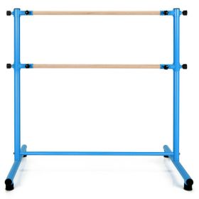 47 Inch Double Ballet Barre with Anti-Slip Footpads-Blue - Color: Blue