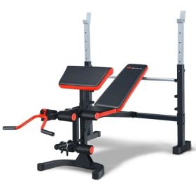Adjustable Olympic Weight Bench for Full-body Workout and Strength Training - Color: Black & Red
