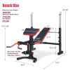 Adjustable Olympic Weight Bench for Full-body Workout and Strength Training - Color: Black & Red