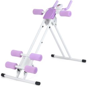 Ab Workout Equipment Foldable Abdominal Trainer Adjustable Ab Machine-White - Color: White