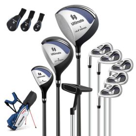 Mens LeftHanded Complete Golf Clubs and Bag Set Portable Lightweight Golf Stand Bag-Blue - Color: Blue