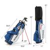 Mens LeftHanded Complete Golf Clubs and Bag Set Portable Lightweight Golf Stand Bag-Blue - Color: Blue