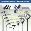 Mens LeftHanded Complete Golf Clubs and Bag Set Portable Lightweight Golf Stand Bag-Blue - Color: Blue