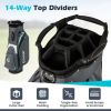 Golf Cart Bag Lightweight Portable Golf Club Organizer Bag-Gray - Color: Gray