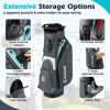 Golf Cart Bag Lightweight Portable Golf Club Organizer Bag-Gray - Color: Gray