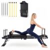 Foldable Pilates Reformer Machine for Home Gym Large Pilates Equipment-Black - Color: Black