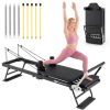 Foldable Pilates Reformer Machine for Home Gym Large Pilates Equipment-Black - Color: Black