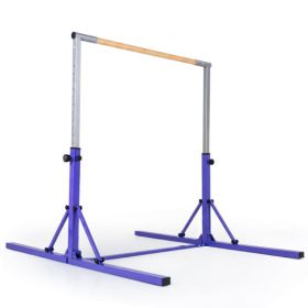 Foldable Gymnastics Bar for Kids with 3-Level Adjustable Heights-Purple - Color: Purple