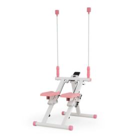 Foldable Stair Stepper with Detachable Handlebar-White - Color: White