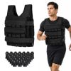 Adjustable Weighted Vest For Men And Women With Removable Iron Weights-Black