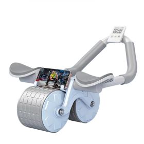Abdominal Exercise Roller With Timer & Pad Silent Automatic Rebound Widened Wheel Base For Abdominal Core Strength Training Blue (with timing)