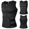 Men Sports Body Shaper Waist Trainer Double Sided Zipper Weight Loss Sauna Suit Slimming Shapewear Black S