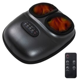 Shiatsu Foot Massager Machine with 2-Level Heat and Air Compression-Black - Color: Black