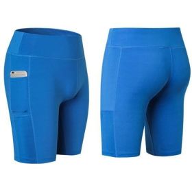 Size: Small,Color: Blue - All Seasons Yoga Shorts Stretchable With Phone Pocket