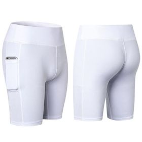 Size: Small,Color: White - All Seasons Yoga Shorts Stretchable With Phone Pocket