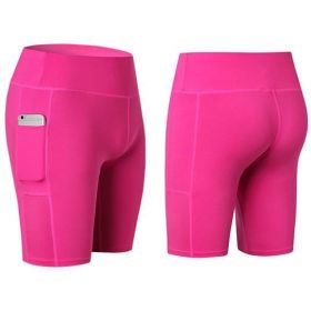 Size: Large,Color: Pink - All Seasons Yoga Shorts Stretchable With Phone Pocket
