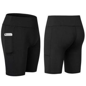 Size: X-Large,Color: Black - All Seasons Yoga Shorts Stretchable With Phone Pocket