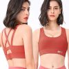 Sports Bra For Women Padded Support Criss Cross Strappy High Impact Quick-drying Bras For Yoga Exercise Athletic caramel colour S (42.5-47.5kg)