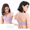 Sports Bra For Women Padded Support Criss Cross Strappy High Impact Quick-drying Bras For Yoga Exercise Athletic caramel colour S (42.5-47.5kg)