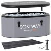 Xl 129 Gal Oval Ice Bath Tub With Cover And Hand Pump For Athletes-Gray - Color: Gray