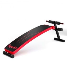 Folding Weight Bench Adjustable Sit-up Board Workout Slant Bench-Red - Color: Red