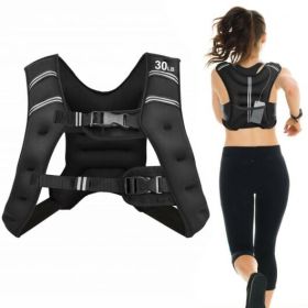 30LBS Workout Weighted Vest with Mesh Bag Adjustable Buckle-30 lbs - Color: Black - Size: 30 lbs