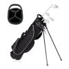 Golf Stand Cart Bag With 4 Way Divider Carry Organizer Pockets-Black