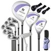 10 Pieces Ladies Complete Golf Club Set With Alloy Driver-Purple - Color: Purple
