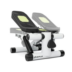 Mini Stepper with Resistance Bands and Adjustable Height for Exercise at Home-White - Color: White