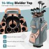 Molded Lock Top Golf Cart Bag with 14-Way Full Length Dividers and 11 Pockets-Orange - Color: Orange
