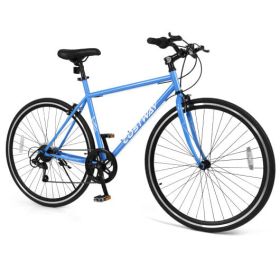 26 Inch Mountain Bike Adjustable with 6-Speed and All-terrain Rubber Wheels-Blue - Color: Blue - Size: 26 inches