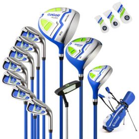Men's Complete Golf Clubs and Bag Set with Headcovers and Putter-Blue - Color: Blue