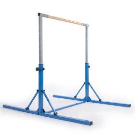 Foldable Gymnastics Bar for Kids with 3-Level Adjustable Heights-Blue - Color: Blue