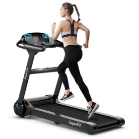 Smart 2.25HP Folding Treadmill with LED Touch Display & Heart Rate Monitor - Color: Black - Size: 2-2.75 HP