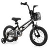 14 Inch Kids Bike With Basket And Training Wheels For Children Aged 4-5 Years Old - Color: Black - Size: 14 Inches
