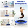 38 Inch Mini Folding Trampoline Portable Leisure Fitness Backboard-Blue - Color: Blue