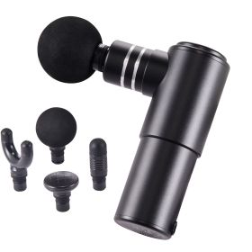 Massage Gun Deep Tissue, Percussion Mini Muscle Massage Gun for Athletes - with 4 Speed Levels & 4 Massage Heads, 12V 2500mAh Batteries