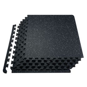 0.56 Inch Thick Gym Floor Mats, 25 Tiles Rubber Top with EVA Foam, 25" x 25" Gym Flooring Workout Mats with 100sq.ft Coverage
